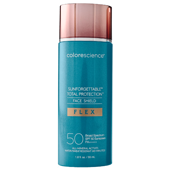 skincare tips for teens: The Sunforgettable Total Protection Face Sheild Flex SPF 50 has tinted color in four flexible shades.